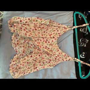 cute pink floral ruffle top (Abercrombie)